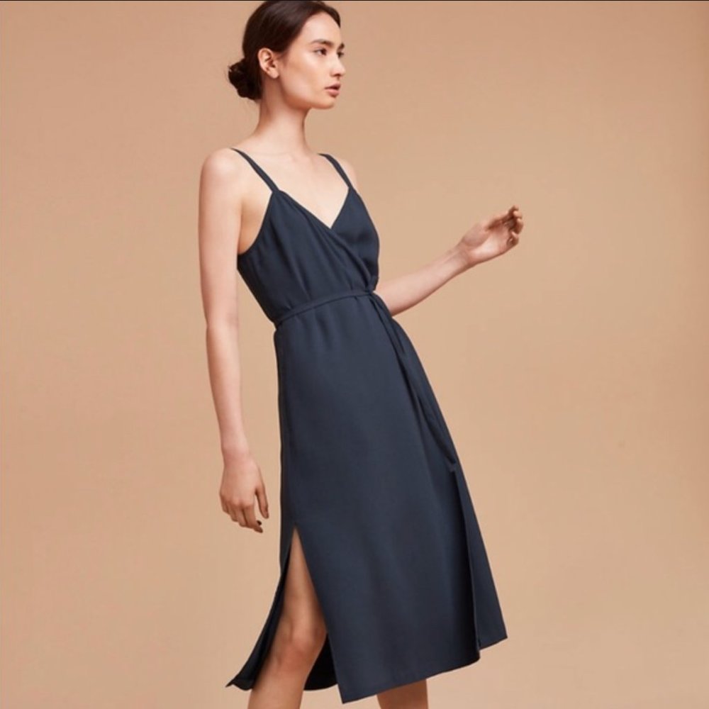 Aritzia Wilfred Astere Midi Wrap Dress - Blue